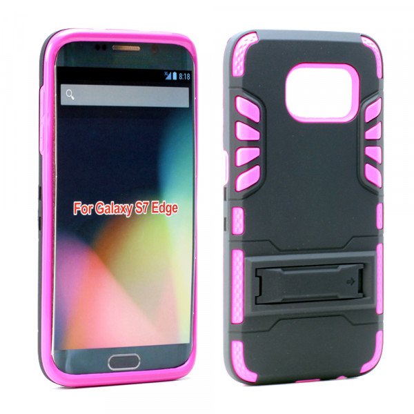 Wholesale Samsung Galaxy S7 Edge Hard Shield Hybrid Case (Hot Pink)
